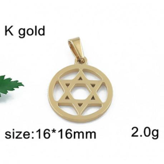 Malý hexagram ve zlaté barvě - ocelový přívěsek